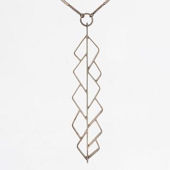 Necklace and a pair of earrings, silver.