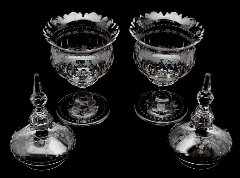 LOCKURNOR, 1 par, glas, 1800-talets andra hälft.