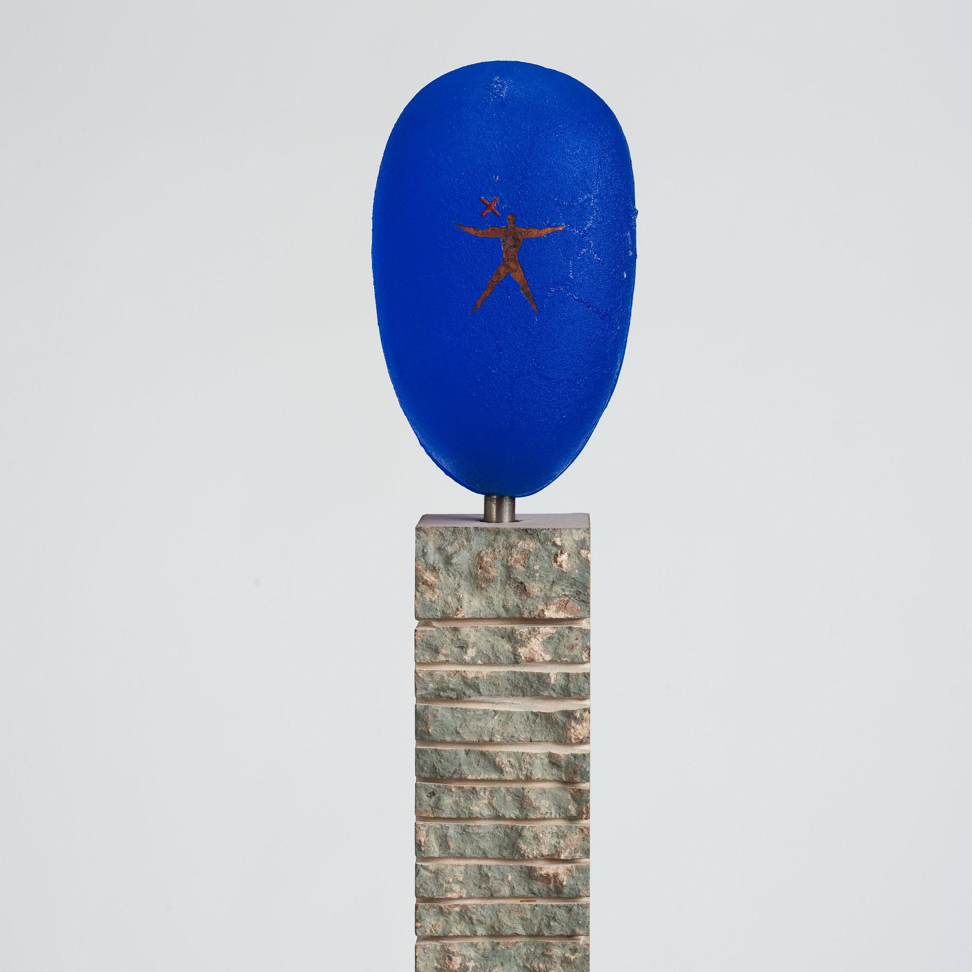 Bertil Vallien, a sand casted 'Head' glass sculpture, Kosta Boda, Sweden ca 1996.