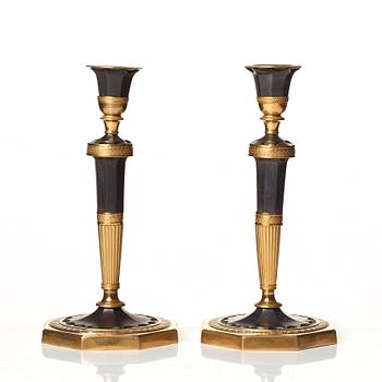 A pair of Directoire candlesticks.