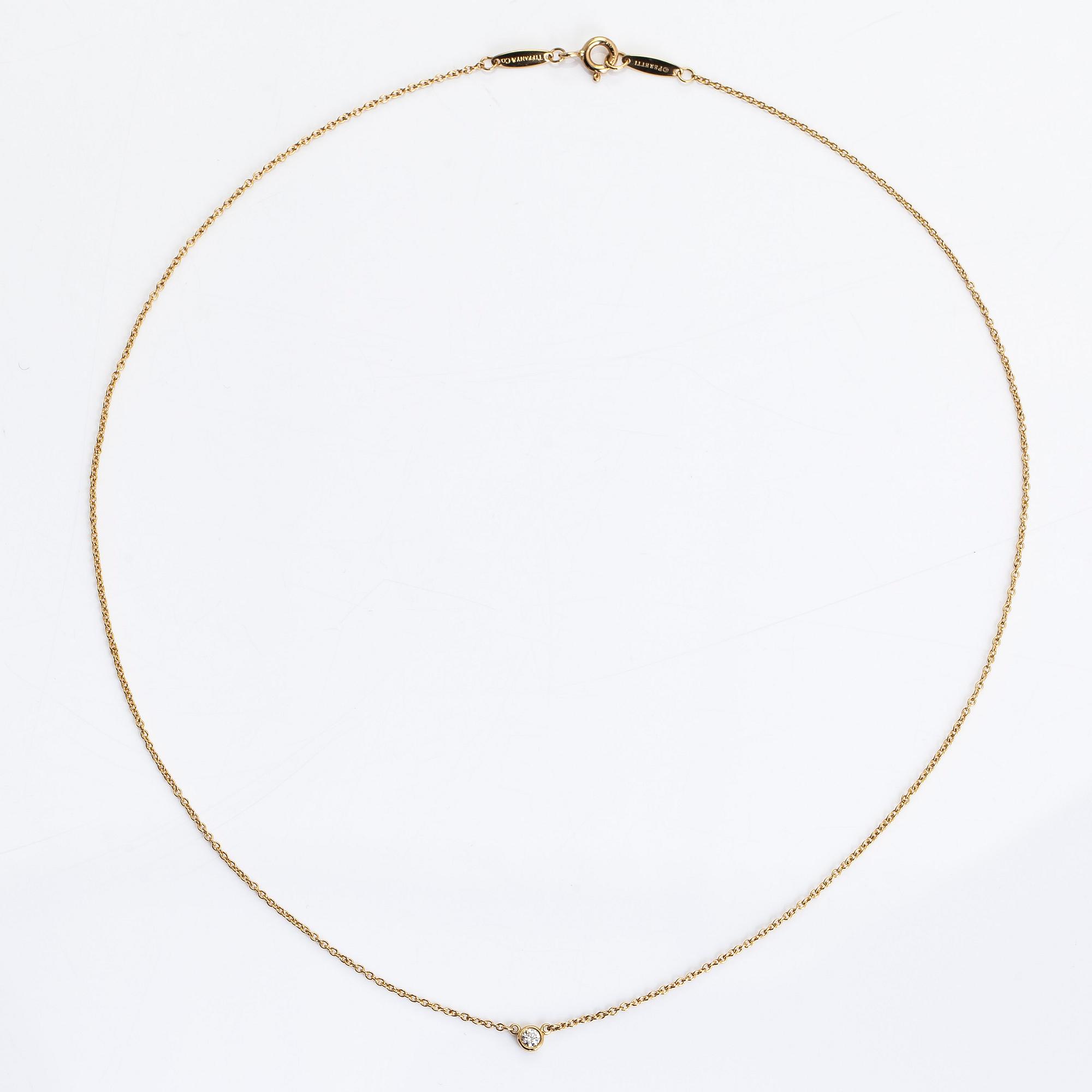 Tiffany & Co, Elsa Peretti, halsband, "Diamonds by the Yard", 18K guld med en diamant ca 0.05 ct.