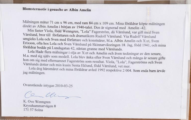 ALBIN AMELIN, gouache, signerad Amelin och daterad -42.