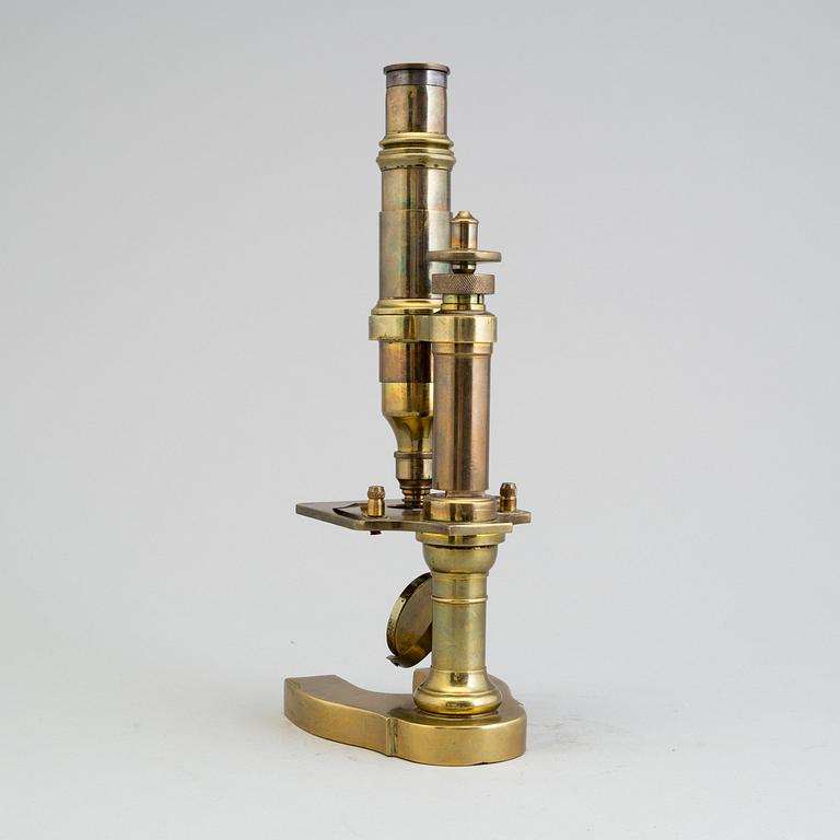 A MICROSCOPE, Nachet & Fils, Paris, around 1900, brass.