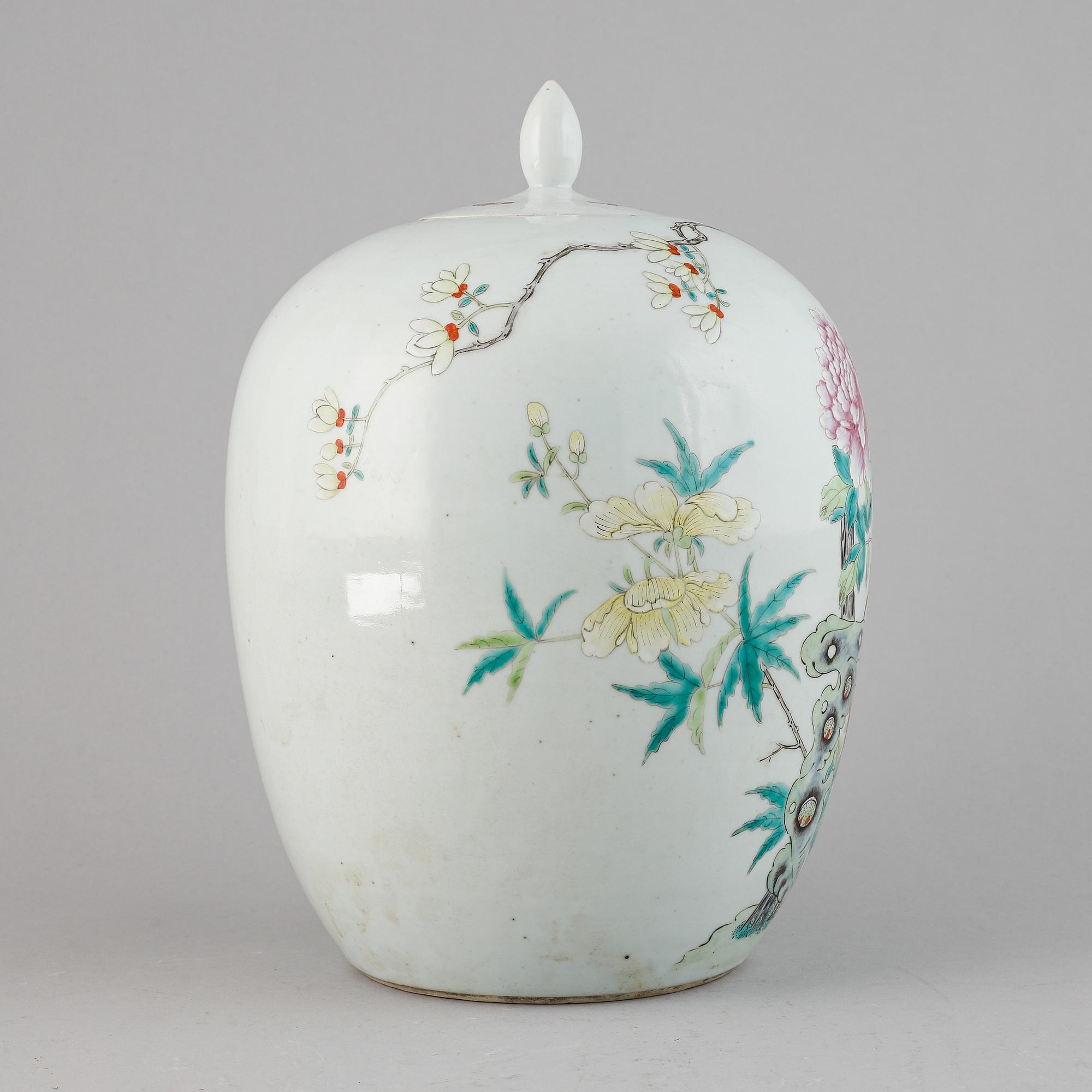 A famille rose jar with cover, China, 20th Century.