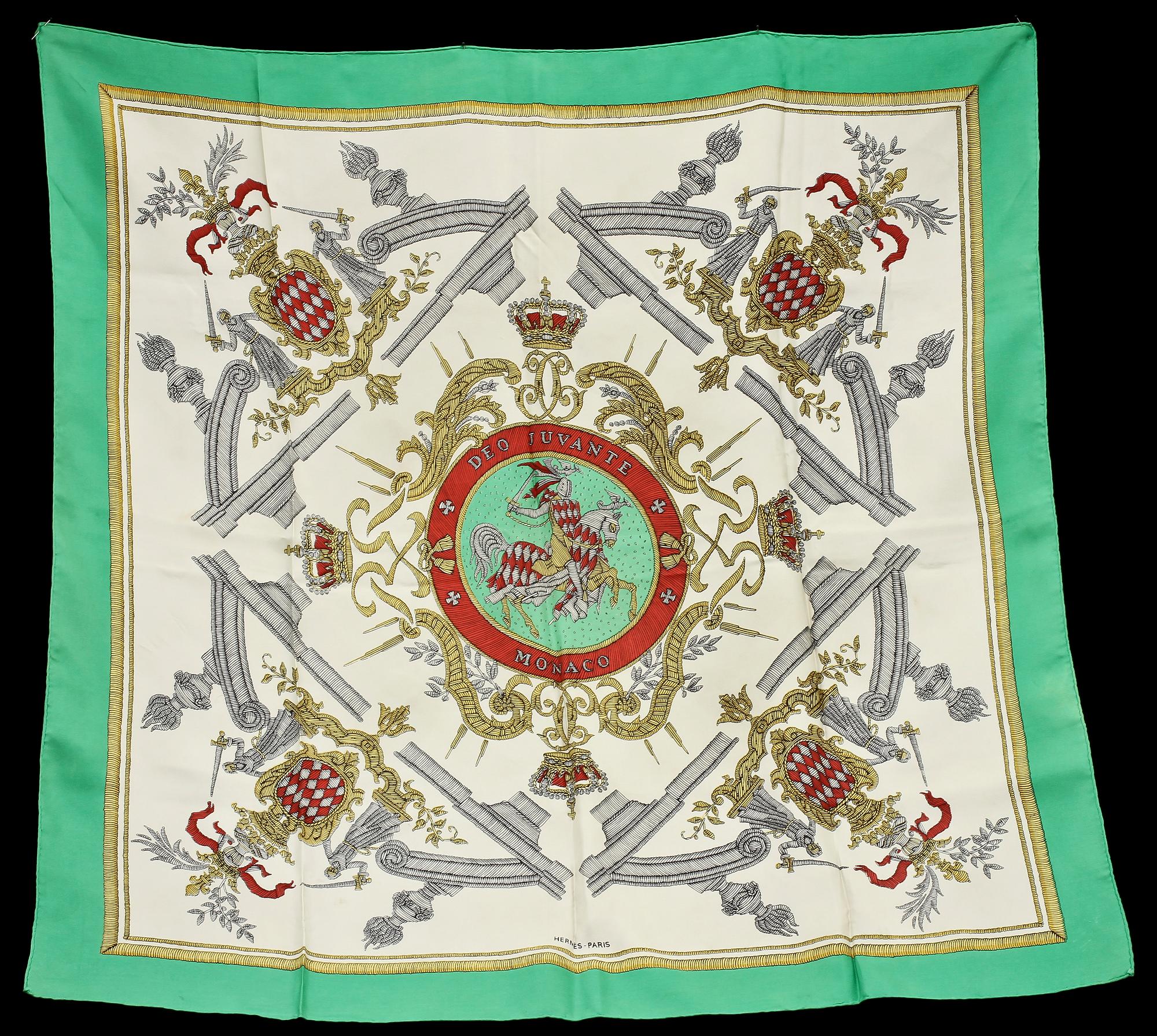 SCARF, siden, "Deo Juvante Monaco", Hermès, Paris.