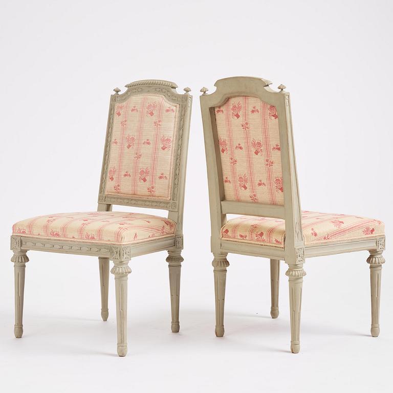 Stolar, fyra stycken, Stockholmsarbeten, 1700-talets slut, Sengustavianska.