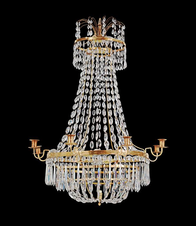 A late Gustavian circa 1800 nine-light chandelier.