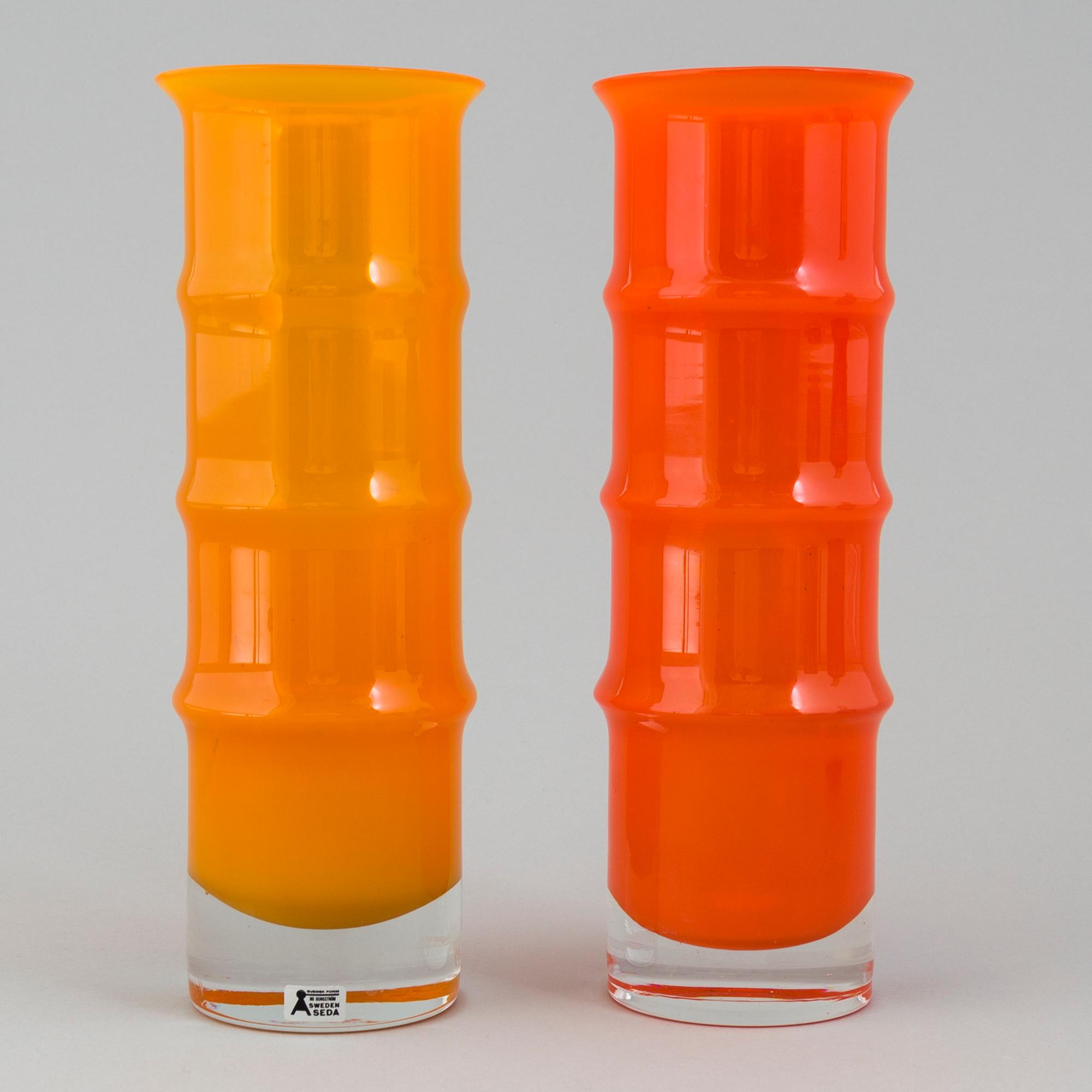 VASER, ett par, glas, Banboo, Bo Borgström, Aseda Glasbruk.