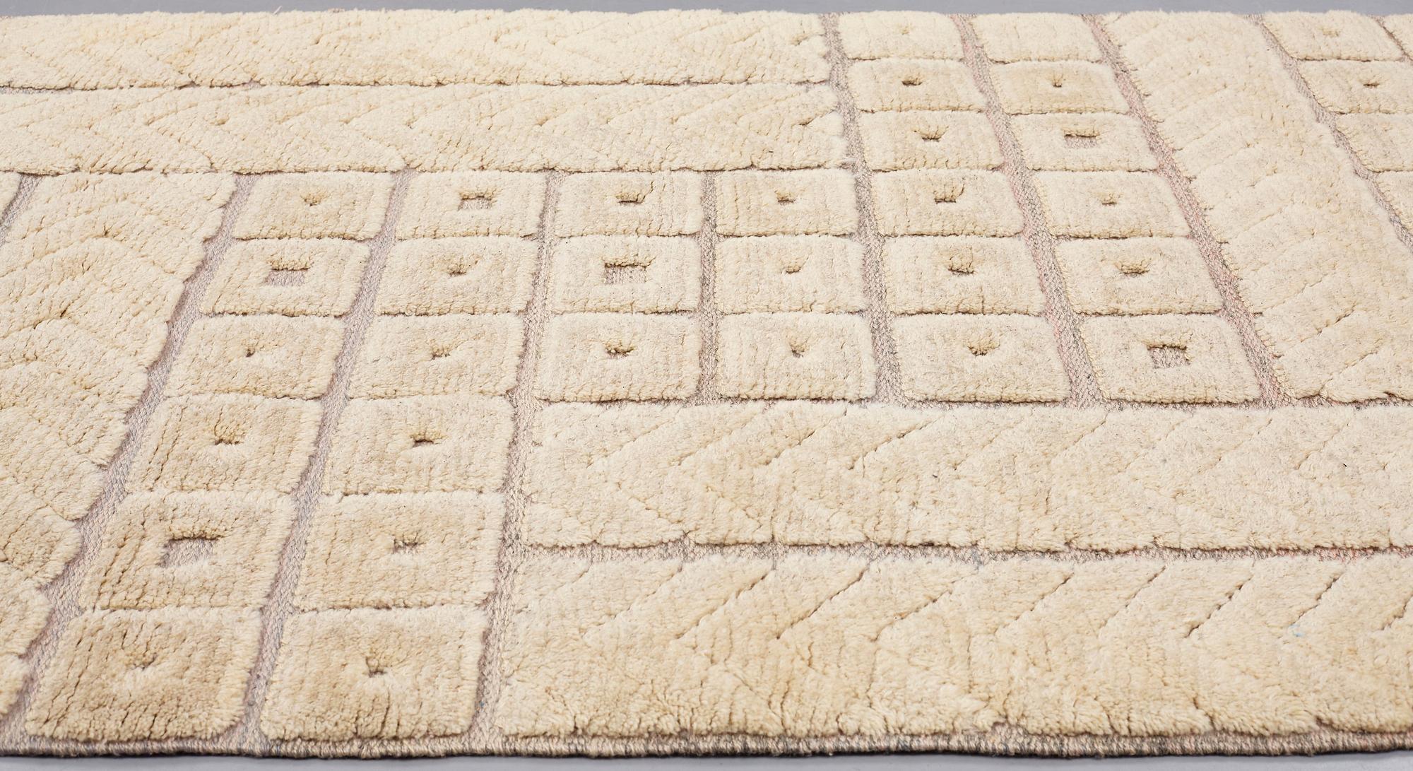INGRID HELLMAN-KNAFVE , MATTO, "Haga", knotted pile in relief, ca 215 x 125,5 cm, signed IHK (Ingrid Hellman-Knafve), Sweden the 1950'-60's.