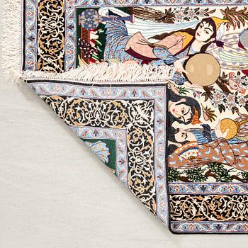Isfahan rug, figural semi-antique, approx. 160x106 cm.