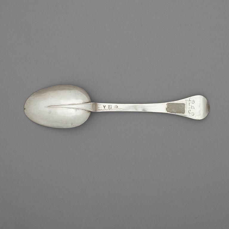 A Swedish 18th century silver spoon, Ferdinand Sehl, Stockholm 1711.