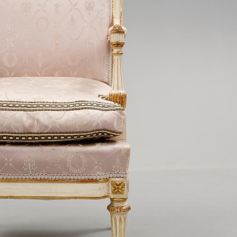 SALONGSGRUPP, 3 delar, Louis XVI-stil, Spanien, 1900-talets första hälft.