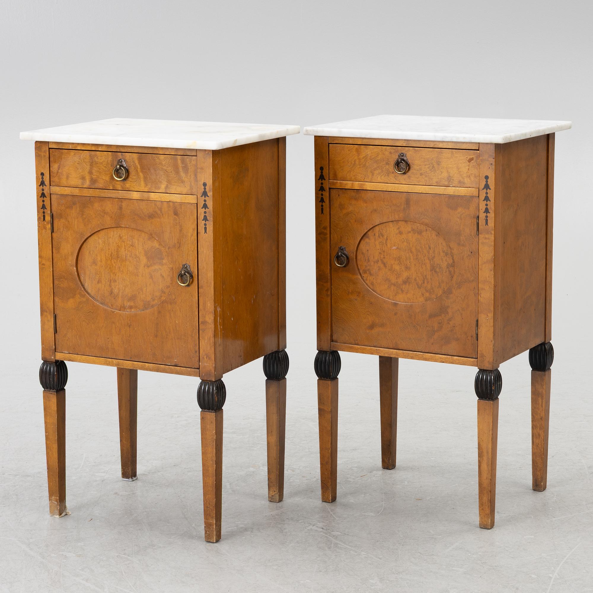 Nightstands, a pair, first half of the 20th century.