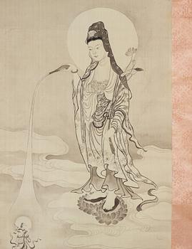 A Chinese hanging scroll, ink and color on silk, Republic, signed Zhang Zongliang, dated 1938.