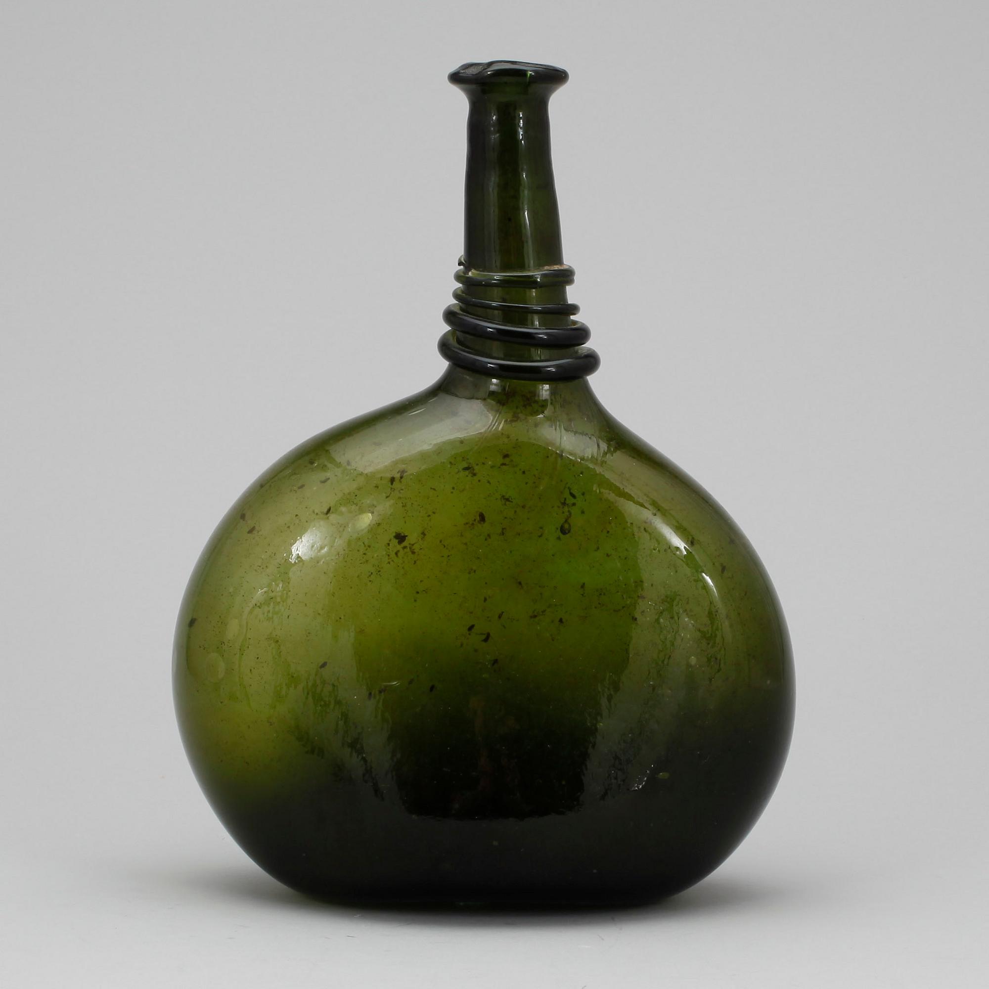 FLASKA, glas, troligen 1700-tal.