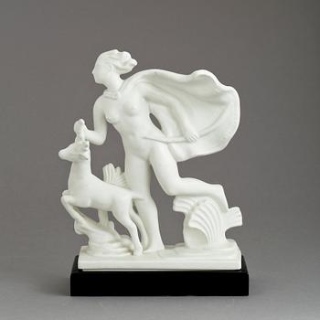FIGURIN, flintgods, "Diana", Arthur Percy, Gefle Porslinsfabrik.