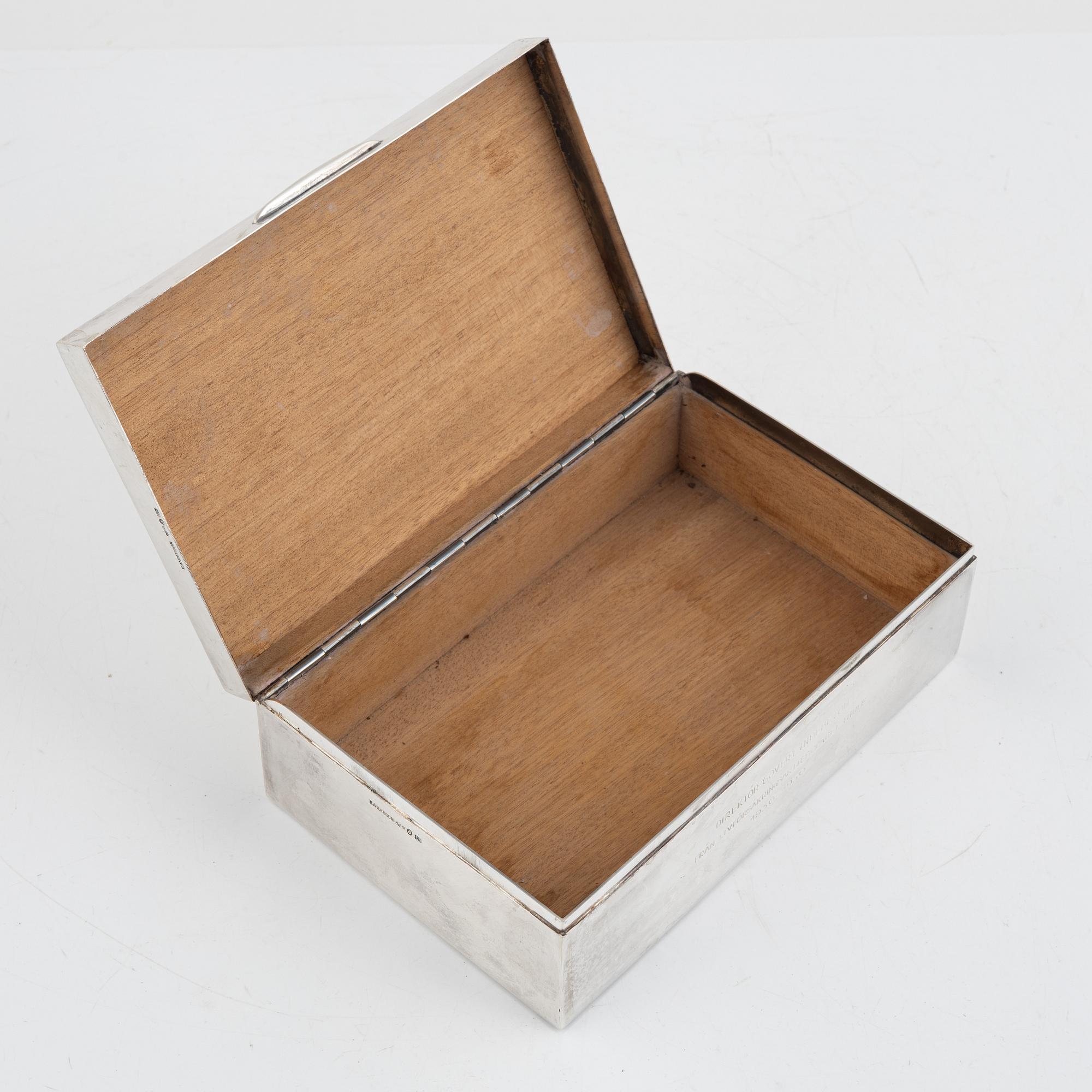 Cigar box, silver, mark of K. Anderson, Stockholm 1946.