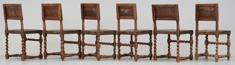 STOLAR, 6 st, barockstil, 1800-tal.