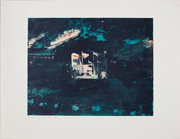 OLA BILLGREN, färgserigrafier, 2 st. 1980-tal.