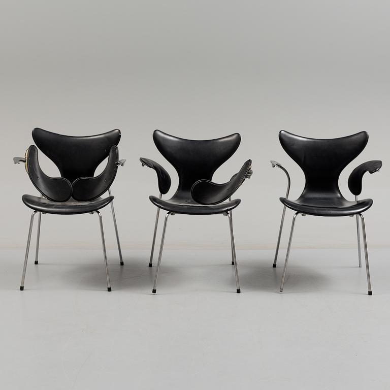 ARNE JACOBSEN, a set of 8 "Liljan/Måsen" armchairs for Fritz Hansen.