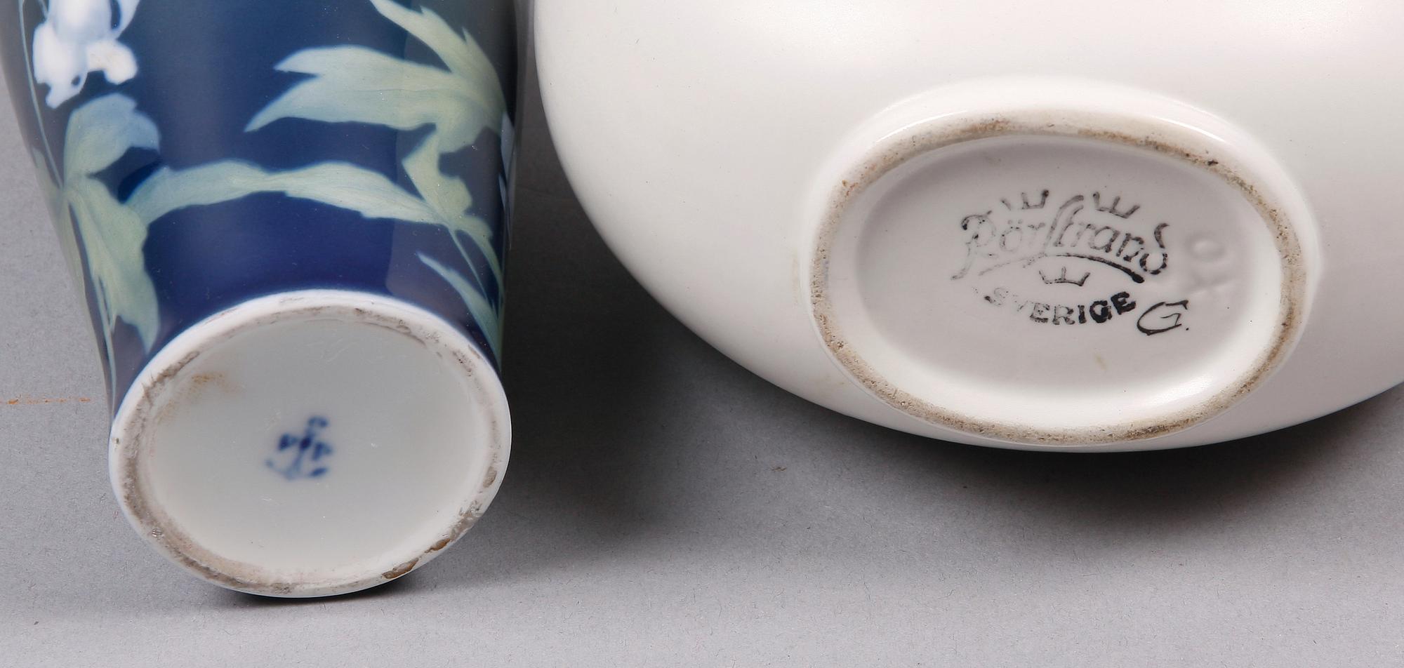 PARTI KERAMIK, 3 delar, porslin resp fajans, bla Rörstrand och Porsgrunn.