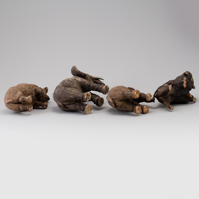 TILGMANS, figuriner i lergods 4 st, 1950-/60-tal.