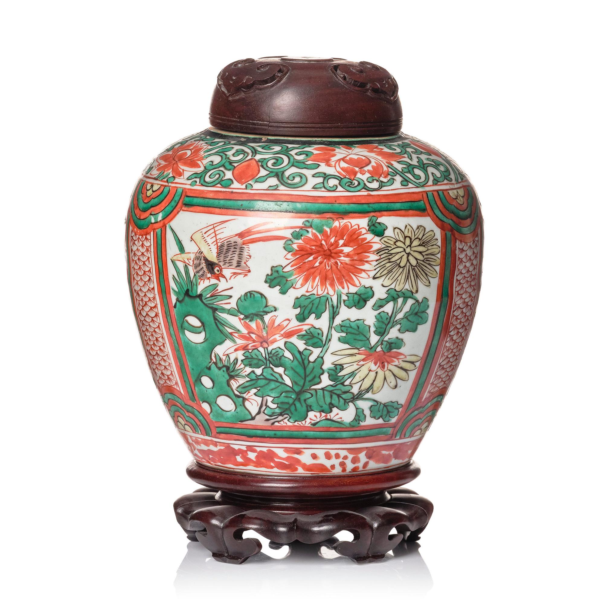 Kruka, porslin, Wucai, 1600-tal.