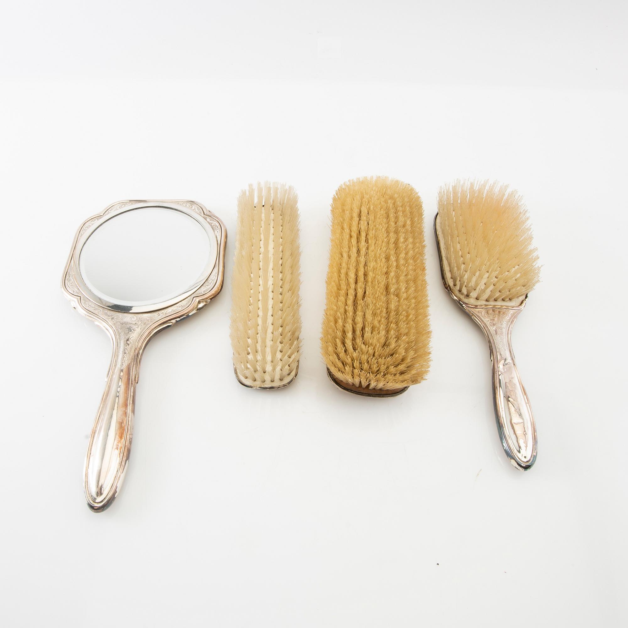 Dressing table set 4 pcs similar silver Swedish import marks.