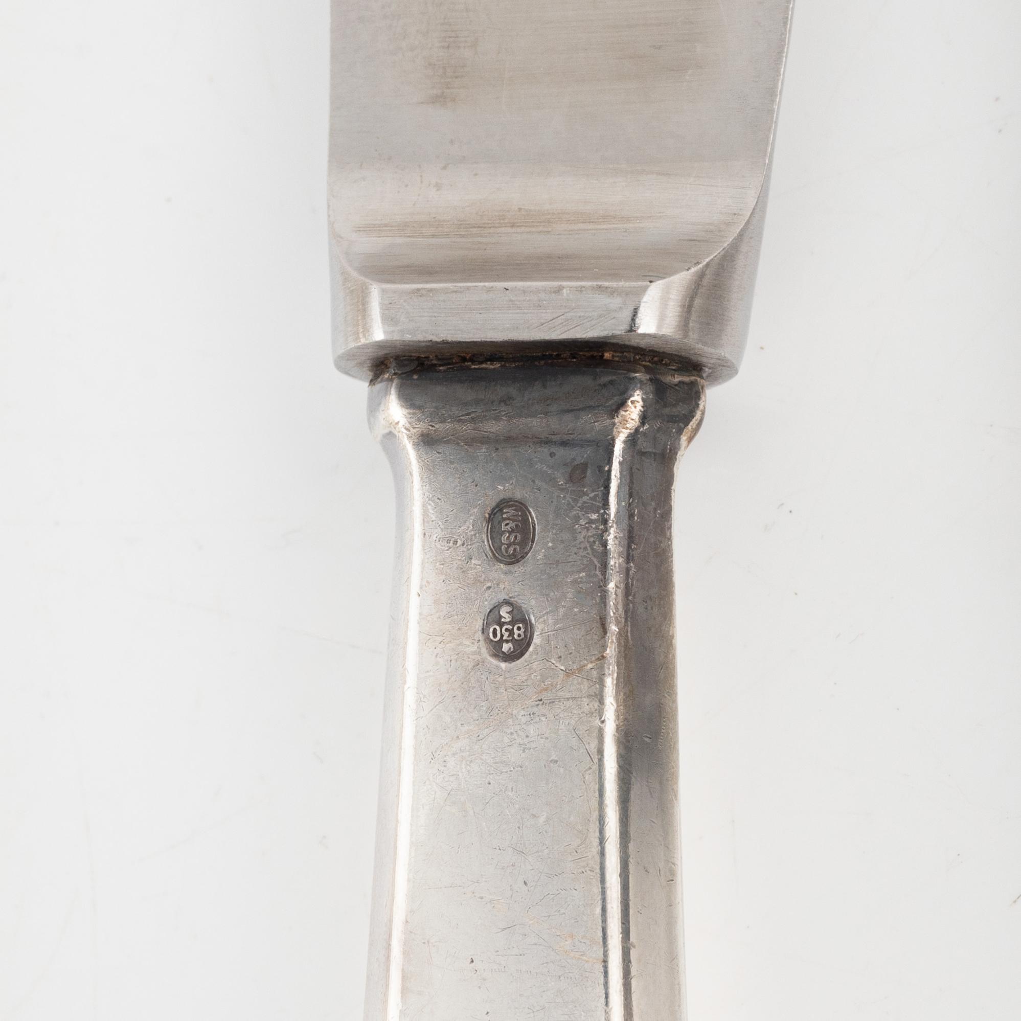 Bestickservis, 98 delar, silver, kontrollstämpel Christian F Heise, Köpenhamn omkring 1920.