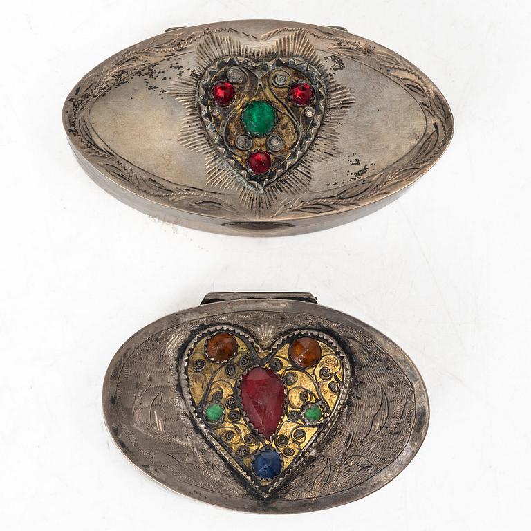 Two Swedish silver snuff boxes, Karlskrona, one with mark of Axel Gabriel Estberg, 1853.
