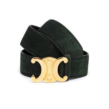 CÉLINE, a green suede belt.