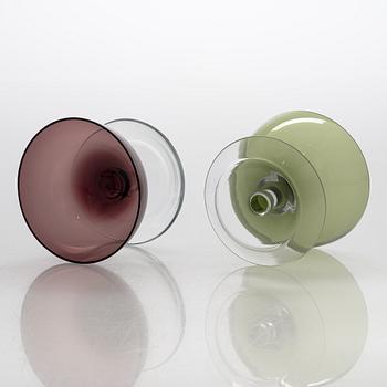 Saara Hopea, dessertskålar, 10 st, glas, modell 1344. Notsjö Nuutajärvi. Modellen formgiven 1952.