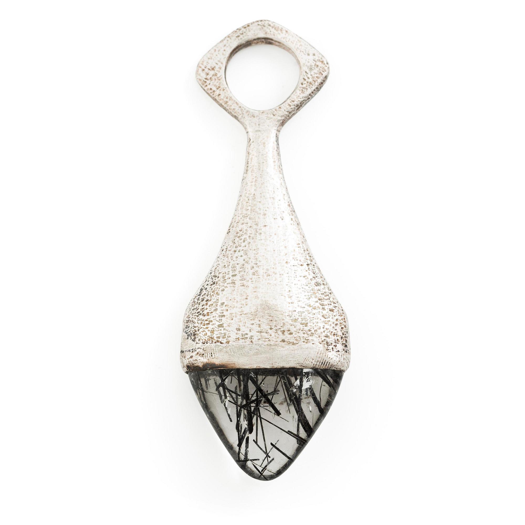 PA Lundahl-Terrs, a pendant in silver with rutilated quartz, Växjö 1966.