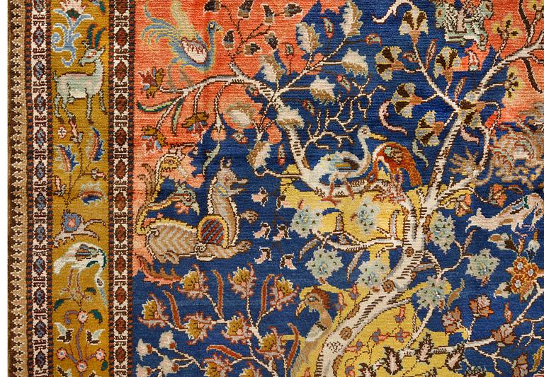 A semi-antique rug, so-called "Armenibaft", Western Iran, part silk, signed, c. 274 x 177.