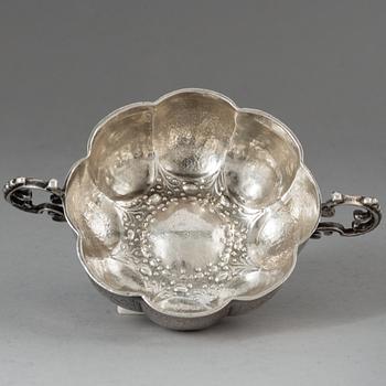 Anders Wibeck, brännvinsskål, silver, Borås (verksam -1702-1727(1730)). Barock.