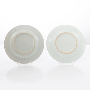 Tallrikar, ett par, exportporslin efter Meissenmodell, Kina, Qianlong (1736-95).