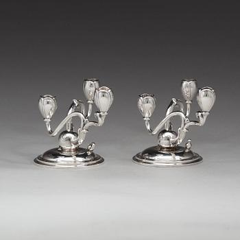 A pair of W.A. Bolin silver candlesticks, Stockholm 1934.