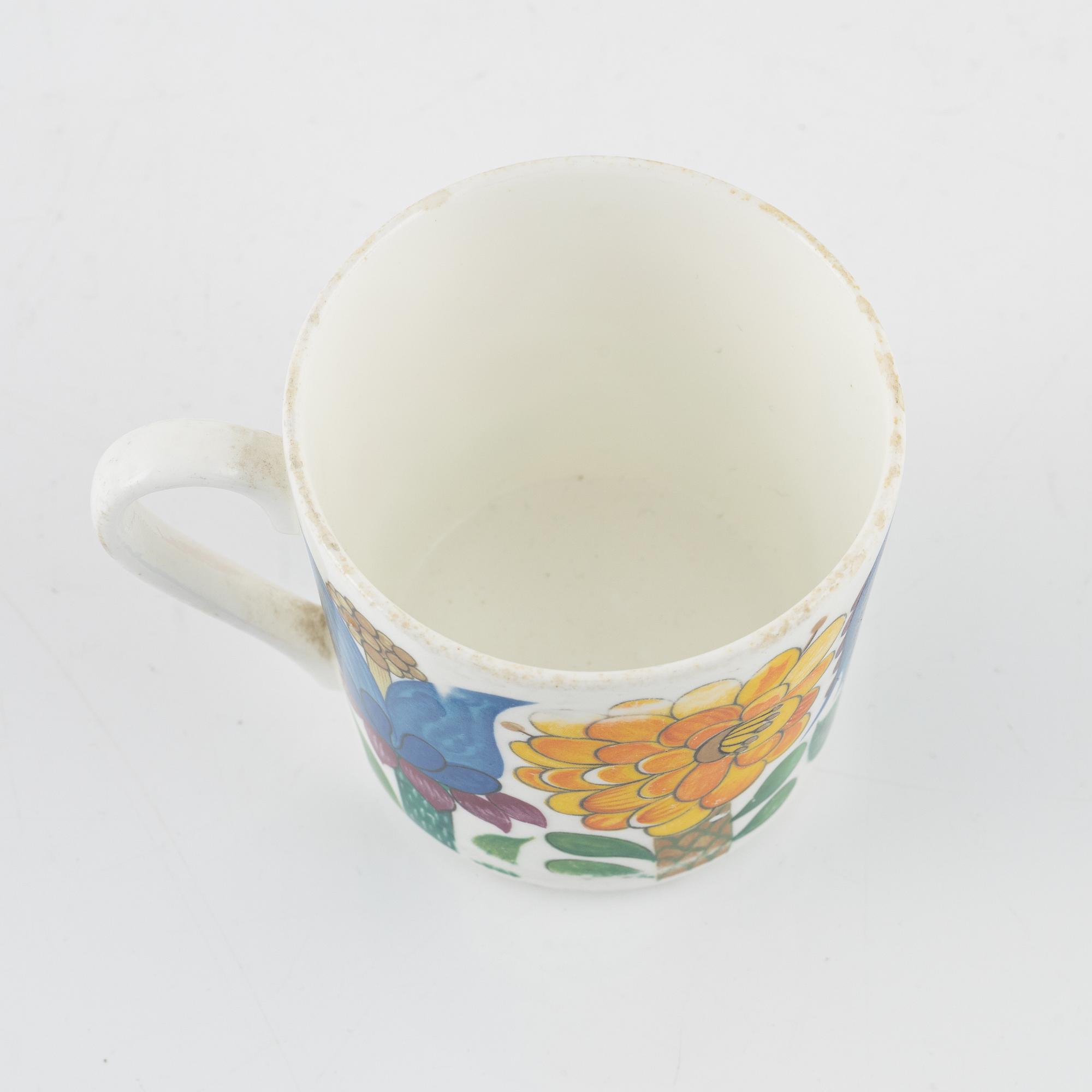 Stig Lindberg, kaffekoppar med fat, 3 st, "Tahiti", Gustavsberg.