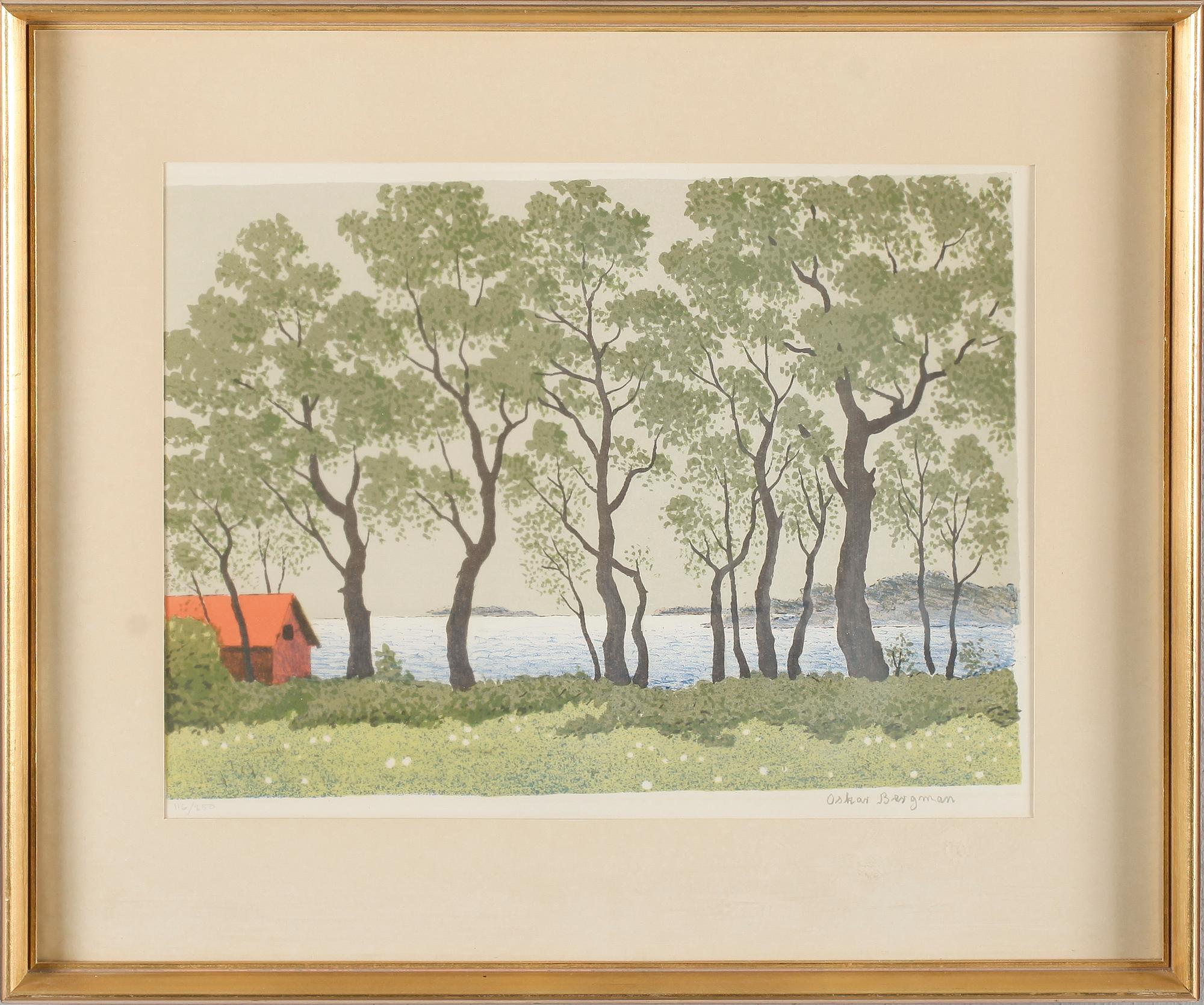 OSKAR BERGMAN, färglitografi, signerad, numrerad 116/350.