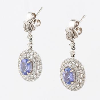 Earrings, 14K white gold with tanzanites and brilliant-cut diamonds.