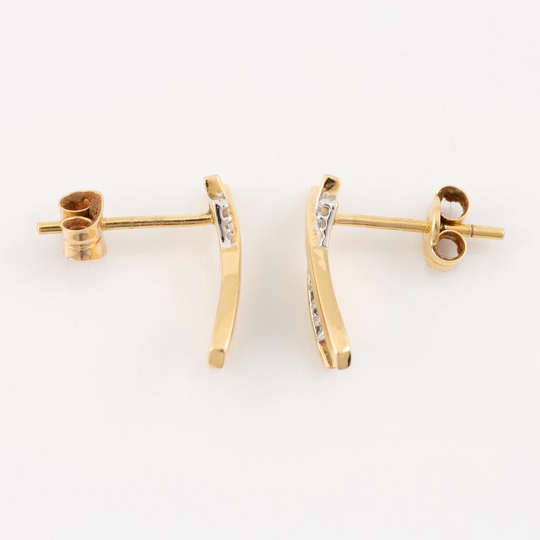 Earrings, 18K gold with small diamonds.