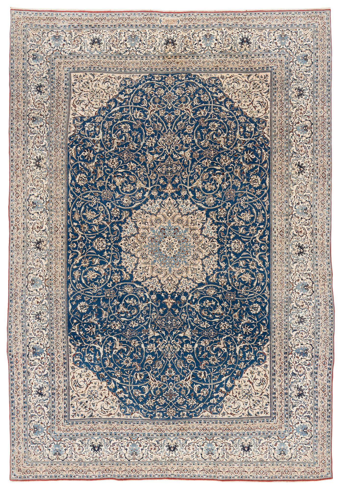 A semi-antique Nain Tusheshk, signed, ca 324 x 223 cm.