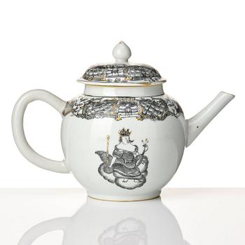 A grisaille tea pot with cover, Qing dynasty, Qianlong (1736-95).
