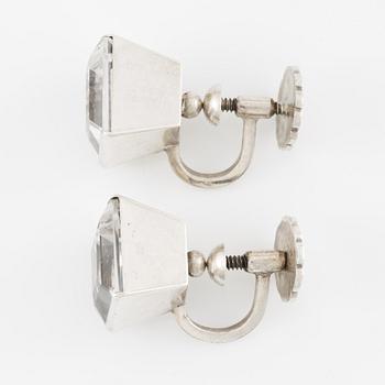 Wiwen Nilsson, earrings a pair, silver with rock crystal.