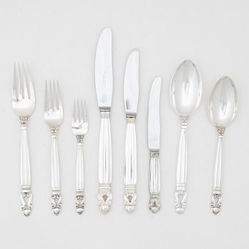 Johan Rohde, a sterling silver cutlery set, 'Konge/Acorn', Georg Jensen, Denmark, after 1945 (63 pieces).