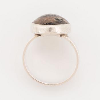 Niels Erik From, sterling silver and stone ring, Denmark.