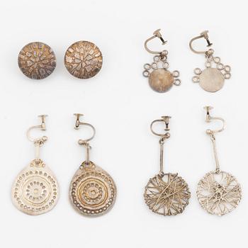 Lars Arby, fyra par örhängen, silver, Göteborg bla 1963 och 1967.