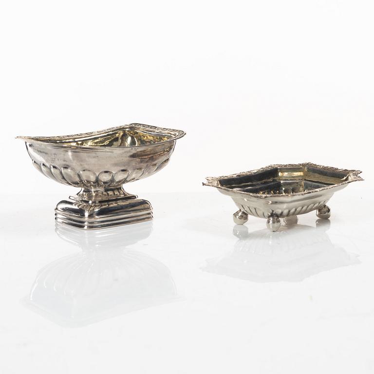 Two Russian silver salt cellars, 19th Century.