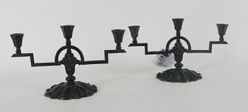 LJUSSTAKAR, ett par, art deco.