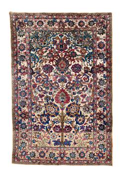 860. SEMI-ANTIQUE SILK KASHAN SOUF (in relief). 202 x 130 cm.